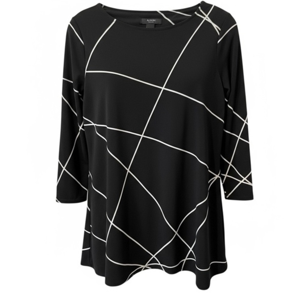 🖤 Alfani Petite Black & White Geometric Tunic Top – Size P/M